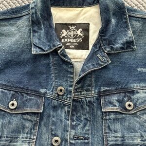 Express Men's Distressed Blue Denim Jacket